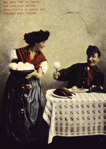 Adam und Eva Postkarte um 1900